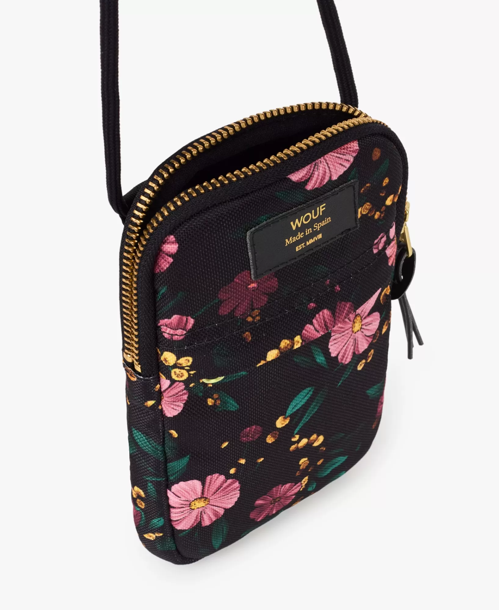 Sacs Pour Téléphone^WOUF Sac De Téléphone Fleurs Noires